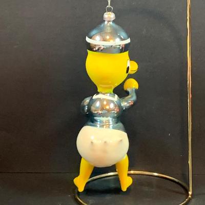 LOT:36: DeCarlini Blown Glass Ornaments Including Duck, Bears, Santas, Raggedy Ann & Andy Snowmen and More