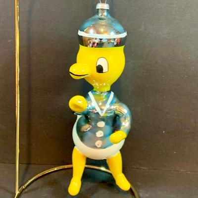 LOT:36: DeCarlini Blown Glass Ornaments Including Duck, Bears, Santas, Raggedy Ann & Andy Snowmen and More
