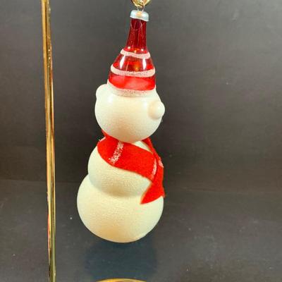 LOT:36: DeCarlini Blown Glass Ornaments Including Duck, Bears, Santas, Raggedy Ann & Andy Snowmen and More