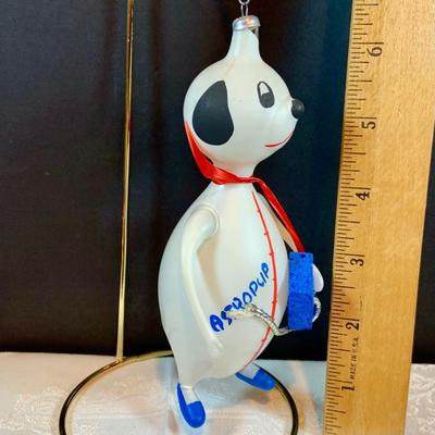 LOT:37: Collection of DeCarlini Blown Glass Ornaments Including Le Befana, Astropup, Mouse, Dutch Girl, soldier, Bird Angel, and Pierrot