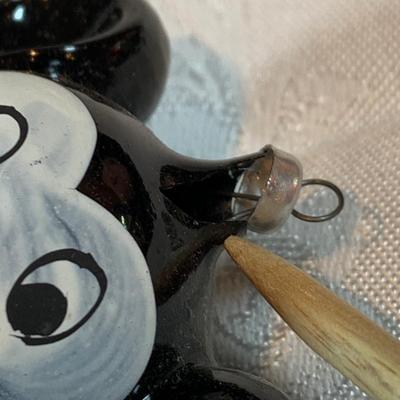 LOT 38: Hand Blown Glass Ornaments by Soffierian De Carlini Including Mighty Mouse, Squirrel, Pinocchio, Topo Gigio and Harlequin