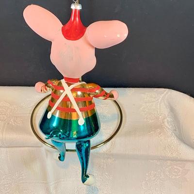 LOT 38: Hand Blown Glass Ornaments by Soffierian De Carlini Including Mighty Mouse, Squirrel, Pinocchio, Topo Gigio and Harlequin