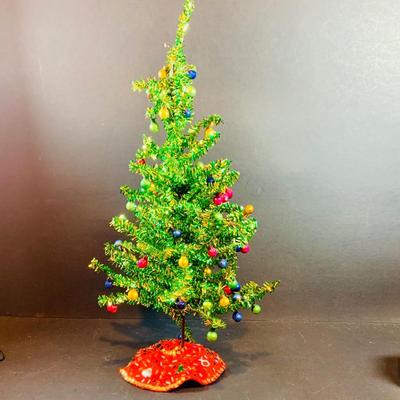 LOT 41: Vintage Christmas Collection Including a Knee Hugger Elf, a Doll with a Santa Mask, Bobbing Head Deer, Milk Glass Bowl and Much More