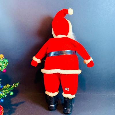 LOT 41: Vintage Christmas Collection Including a Knee Hugger Elf, a Doll with a Santa Mask, Bobbing Head Deer, Milk Glass Bowl and Much More