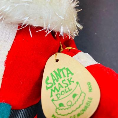 LOT 41: Vintage Christmas Collection Including a Knee Hugger Elf, a Doll with a Santa Mask, Bobbing Head Deer, Milk Glass Bowl and Much More