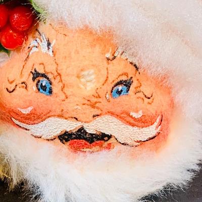 LOT:42: Vintage Christmas Decorations Including Annalee Snowman and Santa Head Ornaments, Light Up Singing Santa In Original Box, Ceramic...