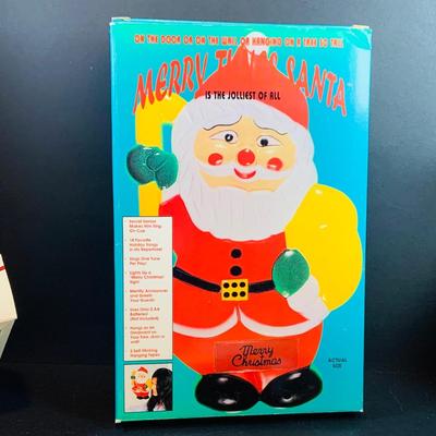 LOT:42: Vintage Christmas Decorations Including Annalee Snowman and Santa Head Ornaments, Light Up Singing Santa In Original Box, Ceramic...