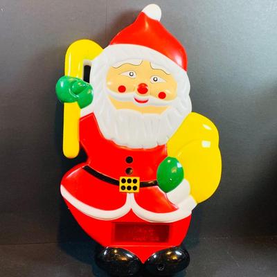 LOT:42: Vintage Christmas Decorations Including Annalee Snowman and Santa Head Ornaments, Light Up Singing Santa In Original Box, Ceramic...