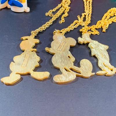LOT43: Vintage Disney Collection Including Marx Plastic Figurines, Character Necklaces, Mickey Bag and Much More