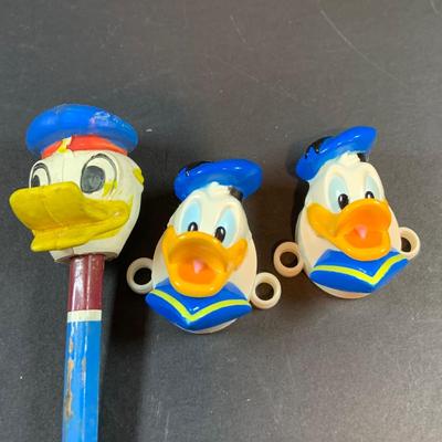 LOT43: Vintage Disney Collection Including Marx Plastic Figurines, Character Necklaces, Mickey Bag and Much More