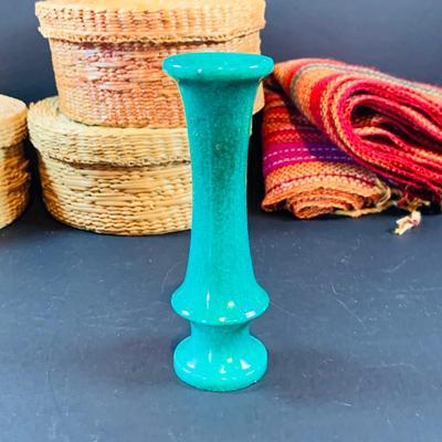 LOT 46: South of the Boarder Collection of Figurines, Baskets with Lids, Blanket and Belt