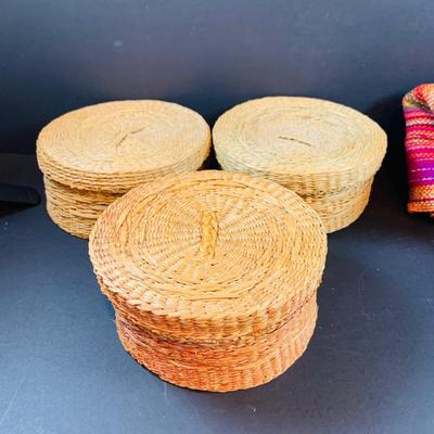 LOT 46: South of the Boarder Collection of Figurines, Baskets with Lids, Blanket and Belt