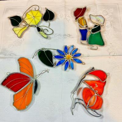 LOT 47: Set of 5 Beautiful Stained Glass Sun-catchers by Tiffany and More