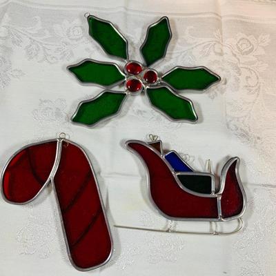 LOT:48: Collection of 6 Stain Glass Sun-catchers Including 3 Holiday and More