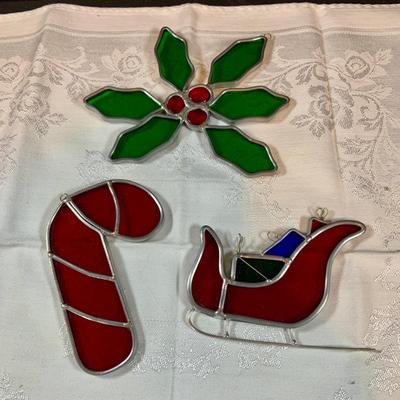 LOT:48: Collection of 6 Stain Glass Sun-catchers Including 3 Holiday and More