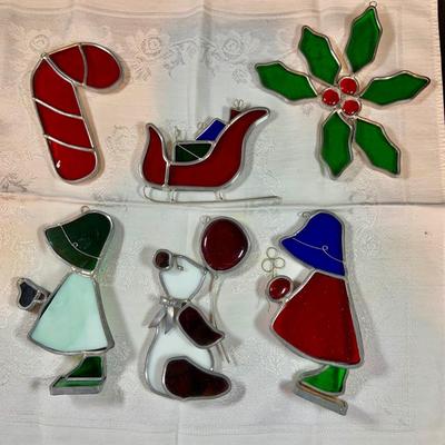LOT:48: Collection of 6 Stain Glass Sun-catchers Including 3 Holiday and More