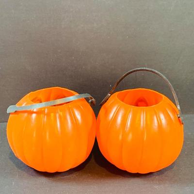 LOT 51: Assortment of Mini Jack-o-Lantern Buckets and Rosbro Style Pumpkin Head Scarecrow and More