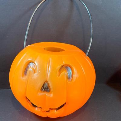 LOT 51: Assortment of Mini Jack-o-Lantern Buckets and Rosbro Style Pumpkin Head Scarecrow and More