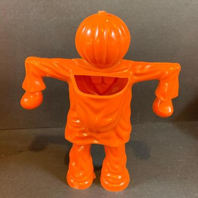 LOT 51: Assortment of Mini Jack-o-Lantern Buckets and Rosbro Style Pumpkin Head Scarecrow and More