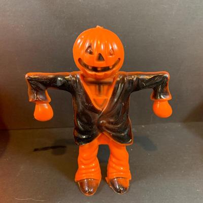 LOT 51: Assortment of Mini Jack-o-Lantern Buckets and Rosbro Style Pumpkin Head Scarecrow and More
