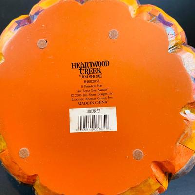 LOT 53: Jim Shore Halloween Witch on a Pumpkin " An Eerie Eve Awaits" Figurine and Holloween Candle Sticks and Toppers