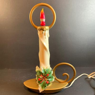 LOT 54: Old Time Christmas Decor Including Caroling Christmas Bells, Plastic Light-up Candle, Santa with Bell and Holiday Table Runners...