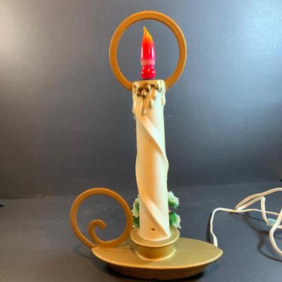 LOT 54: Old Time Christmas Decor Including Caroling Christmas Bells, Plastic Light-up Candle, Santa with Bell and Holiday Table Runners...