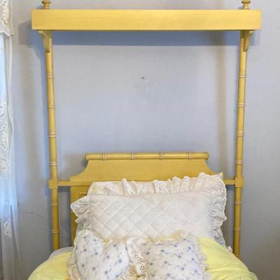 LOT 55: Vintage Six Piece Painted Wood with Micarta Laminate Top Bedroom Set and Table Lamp