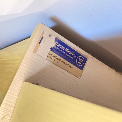 LOT 55: Vintage Six Piece Painted Wood with Micarta Laminate Top Bedroom Set and Table Lamp