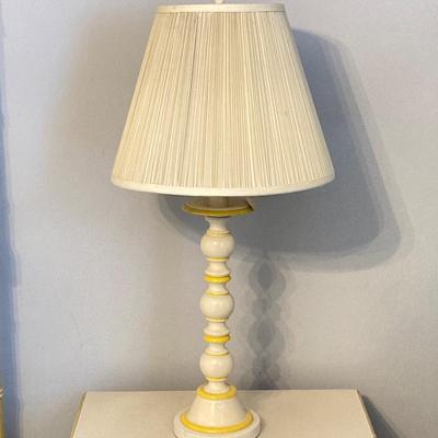 LOT 55: Vintage Six Piece Painted Wood with Micarta Laminate Top Bedroom Set and Table Lamp