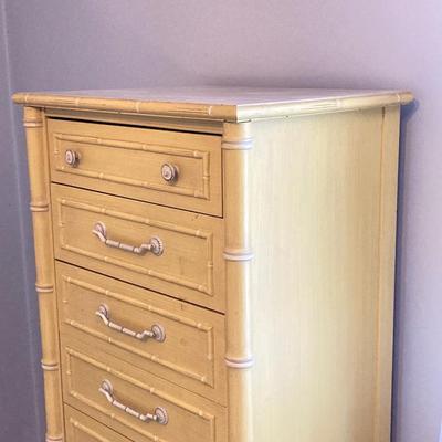 LOT 55: Vintage Six Piece Painted Wood with Micarta Laminate Top Bedroom Set and Table Lamp