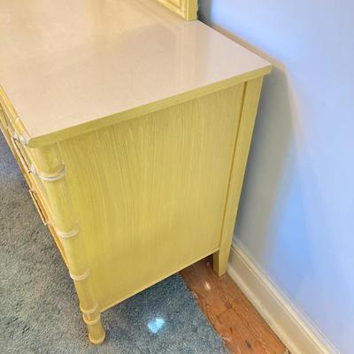 LOT 55: Vintage Six Piece Painted Wood with Micarta Laminate Top Bedroom Set and Table Lamp