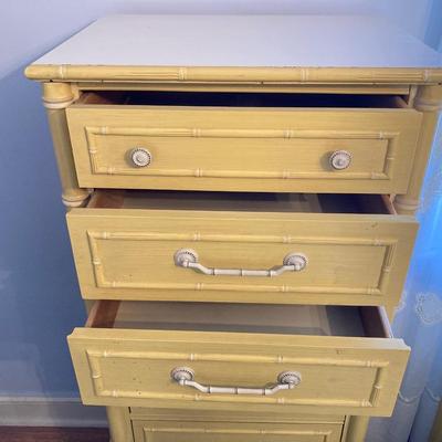 LOT 55: Vintage Six Piece Painted Wood with Micarta Laminate Top Bedroom Set and Table Lamp