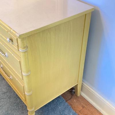 LOT 55: Vintage Six Piece Painted Wood with Micarta Laminate Top Bedroom Set and Table Lamp