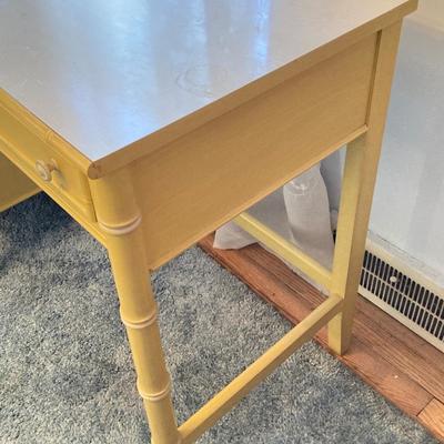 LOT 55: Vintage Six Piece Painted Wood with Micarta Laminate Top Bedroom Set and Table Lamp