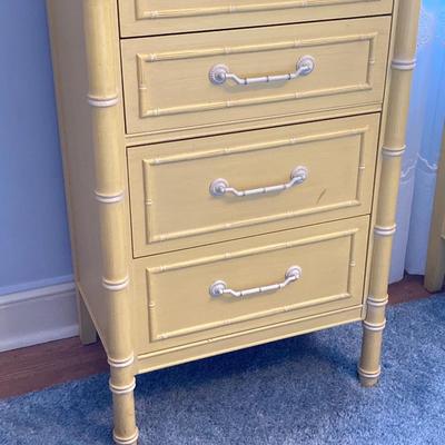 LOT 55: Vintage Six Piece Painted Wood with Micarta Laminate Top Bedroom Set and Table Lamp