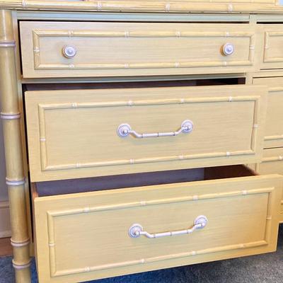 LOT 55: Vintage Six Piece Painted Wood with Micarta Laminate Top Bedroom Set and Table Lamp