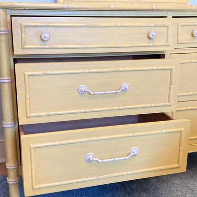 LOT 55: Vintage Six Piece Painted Wood with Micarta Laminate Top Bedroom Set and Table Lamp