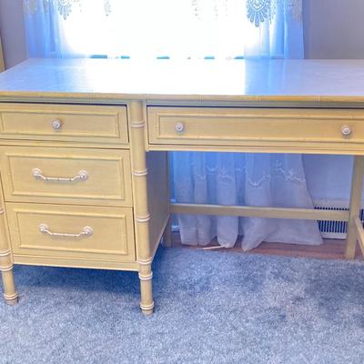 LOT 55: Vintage Six Piece Painted Wood with Micarta Laminate Top Bedroom Set and Table Lamp