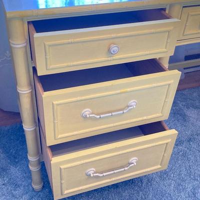 LOT 55: Vintage Six Piece Painted Wood with Micarta Laminate Top Bedroom Set and Table Lamp