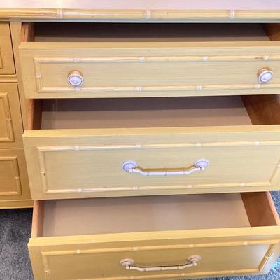 LOT 55: Vintage Six Piece Painted Wood with Micarta Laminate Top Bedroom Set and Table Lamp