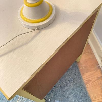 LOT 55: Vintage Six Piece Painted Wood with Micarta Laminate Top Bedroom Set and Table Lamp