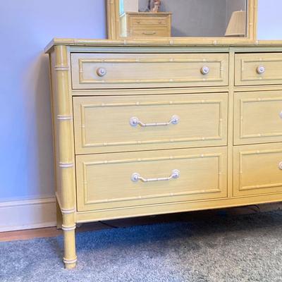 LOT 55: Vintage Six Piece Painted Wood with Micarta Laminate Top Bedroom Set and Table Lamp