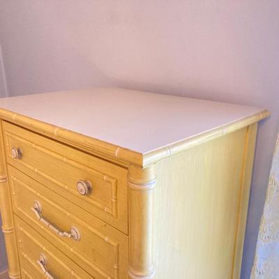 LOT 55: Vintage Six Piece Painted Wood with Micarta Laminate Top Bedroom Set and Table Lamp