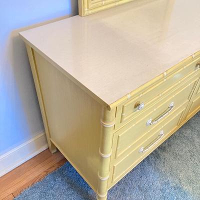 LOT 55: Vintage Six Piece Painted Wood with Micarta Laminate Top Bedroom Set and Table Lamp