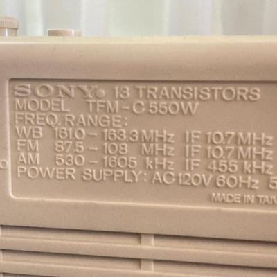 LOT 56: Vintage Sony Clock Radio Model TFM-C550W, French Style Princess Telephone and End Table