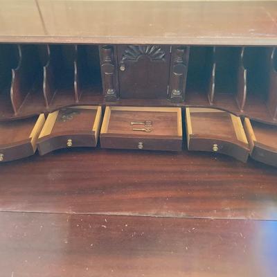 LOT 57: Vintage / Antique Mahogany Association, Inc. Maddox Tables "Mad-Ox" Secretary Desk