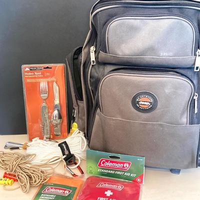 LOT 60: Jeep Backpack, Vintage Military Flasks, Survival Tools and Essentials