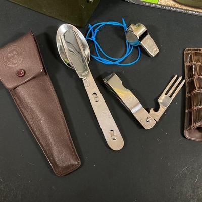 LOT 64: Boy Scout Collection, Radio Lantern in Original Box, Military Storage Boxes and More