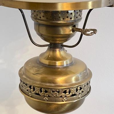 LOT 65: Vintage Hurricane Style Hand Painted Lantern Brass Floor Lamp